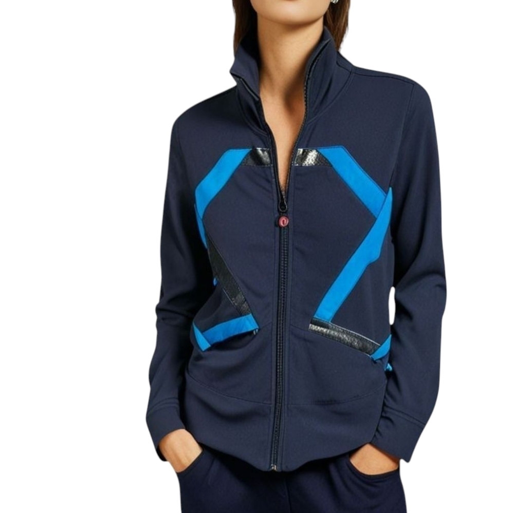Lululemon Origami In Stride Jacket Women 6 Blue Full Zip Running Athleisure